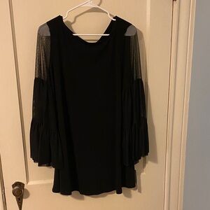 IC COLLECTION Black Tunic with Sheer Sleeves
